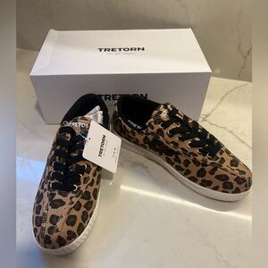 New! Tretorn Nylite Plus Leopard Animal Print Sneakers Black Brown Tan US 7.5